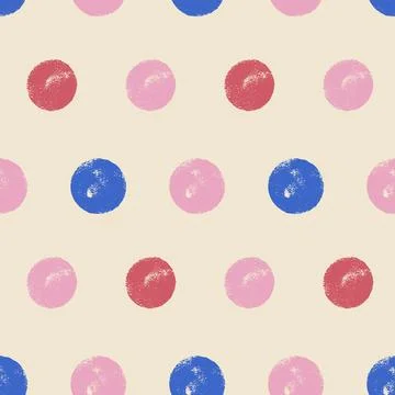 Polka dots spots seamless pattern. Crayon kids endless background. Grunge simple 스톡 일러스트