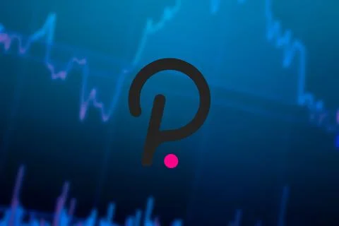 Polkadot DOT Cryptocurrency. DOT coin growth chart on the exchange, chart Stock Illustration