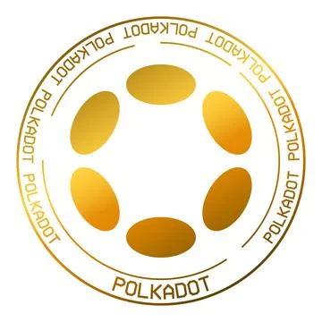 Polkadot DOT cryptocurrency vector symbol. Blockchain flat golden logo Stock Illustration