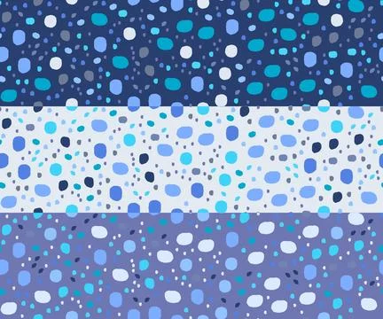 Polkadot seamless pattern set. 3 wide abstract background with blue random Stock Illustration