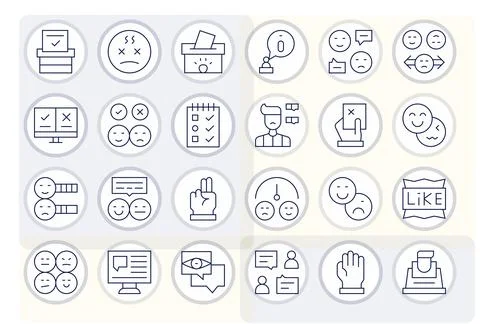 Poll Editable Vector Set with 24 Retina Ready Thin Line Icons Stock Illustration