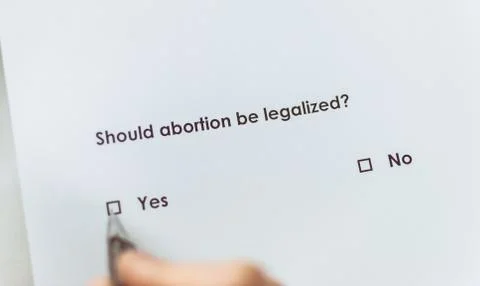 Poll question: Should abortion be legalized? Answer: Yes. Foto stock