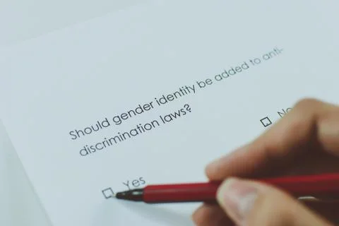 Poll question: Should gender be added to anti-discrimination laws? Foto stock