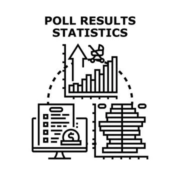 Poll results statistics analyzing market research data Stock Illustration