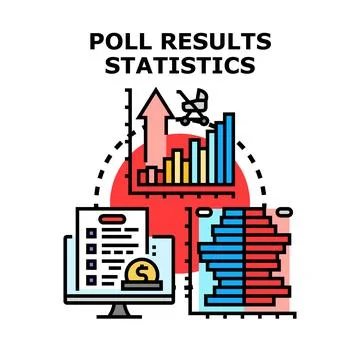 Poll results statistics analyzing market research data Stock Illustration