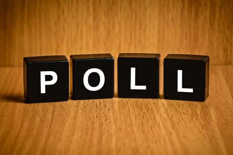Poll word on black block Foto stock