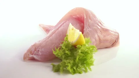 Pollack turn around animation - Raw Fish Fillet isolated Stock Footage 172500684