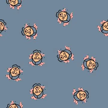 Pollen allergy face sneezing vector seamless pattern Stock Illustration