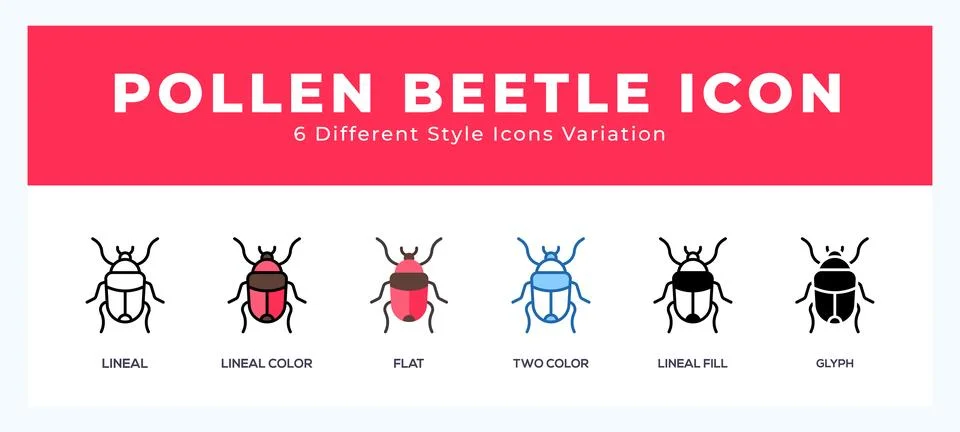 Pollen beetle vector icons designed. icon symbol set. Stock Illustration