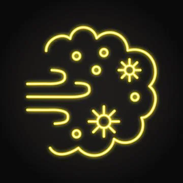 Pollen cloud neon line icon Stock Illustration