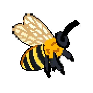 Pollination bee pixel art vector illustration 스톡 일러스트
