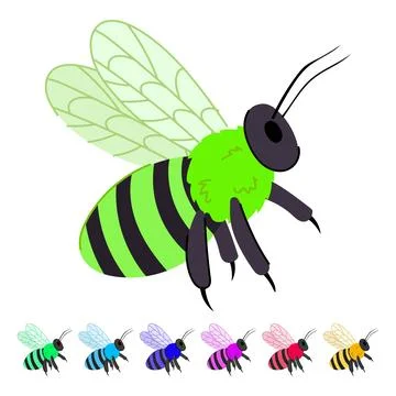 Pollination bee vector cartoon graphic Stock Illustration