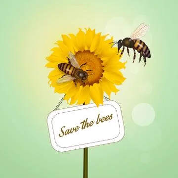 Pollination of bees Stock Illustration