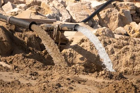 Polllution of environment through pipes. Stock Photos
