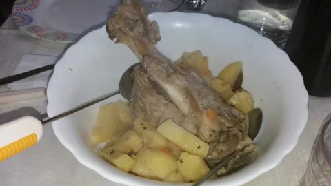 Pollo e patate, Italian food Stock Footage 152016337