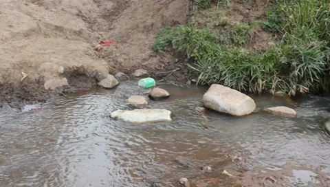 Polluted African Stream (HD) Stock Footage 7371255