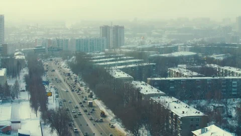 Polluted air in a distant cold Siberian city Stock-Footage 124034277