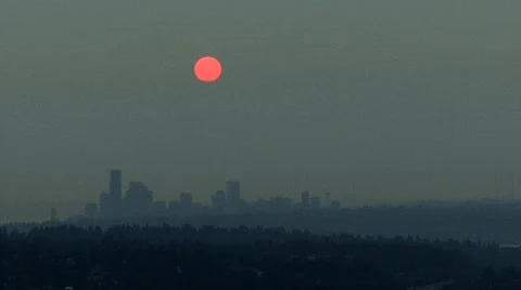 Polluted air in Seattle Stock Footage 802465