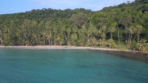 Polluted beach is cleaned up piece by piece. Stunning aerial view flight Vídeos de archivo 234383925