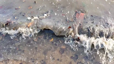 Polluted beach 스톡 동영상 143943603
