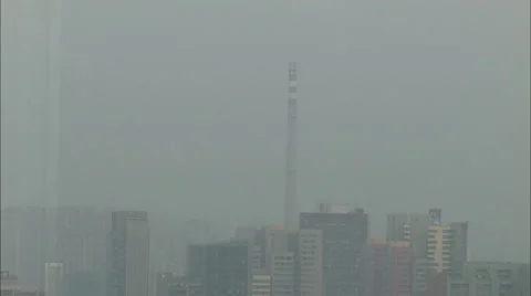 Polluted Beijing skyline, China Stock Footage 56605482