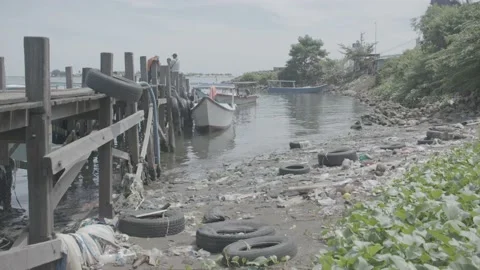 Polluted Brazilian Pier Stock Footage 159135489