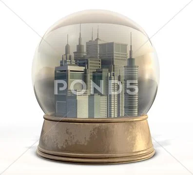 Polluted city snow globe Stock Illustration