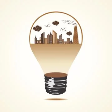 Polluted cityscape in bulb Stock Illustration