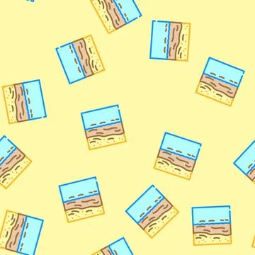 Polluted coastline oil vector seamless pattern Stock Illustration