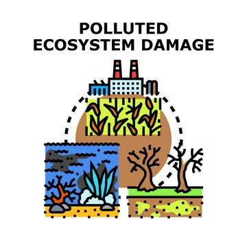 Polluted ecosystem damage vector illustration Stock Illustration