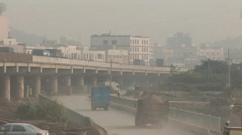 Polluted Highway in China Stock-Footage 147119