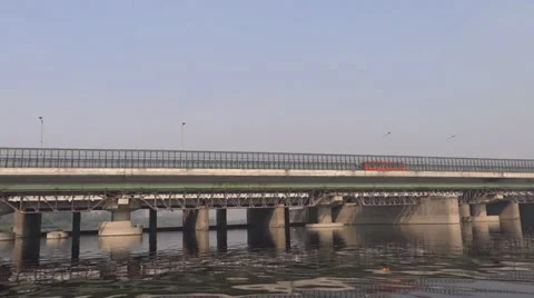 Polluted Holy River Yamuna Stock Footage 32864874