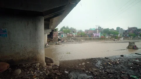Polluted Indian River.Save rivers Stock Footage 110828551