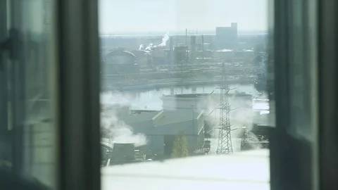 Polluted Industrial area Stock Footage 85024825
