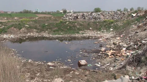 Polluted lake Видео 37163607