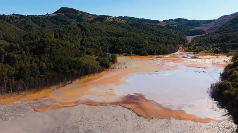 Polluted Mining Lake Flooding Geamăna Village Stock Footage 328829698