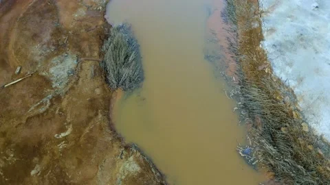Polluted nature after activities of the copper production plant, Ural region, Ru Stock Footage 197111393