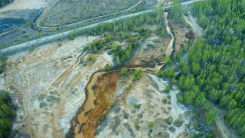 Polluted nature after activities of the copper production plant, Ural region, Ru Stock Footage 197111487