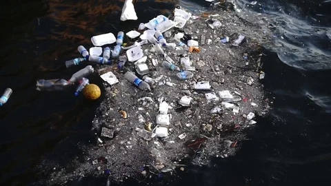 Polluted ocean, a lot of plastic, bottle on sea. Garbage and wastes Stock Footage 116509134