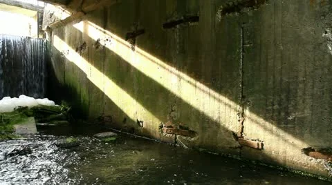 Polluted river debris Stock Footage 12696839