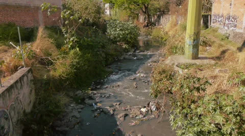 Polluted River Stock Footage 22979234