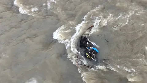 Polluted river. Plastic bottles, bags, trash in river. floating. Stock Footage 168929560