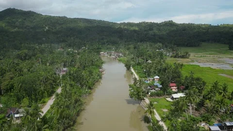 Polluted river water in poor area of provincial city in Taiwan. Acute Stock Footage 233230739