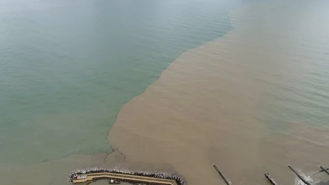 Polluted sea after rain Stock Footage 105207899