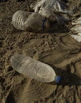 Polluted Sri Lankan beach with garbage Stock Photos