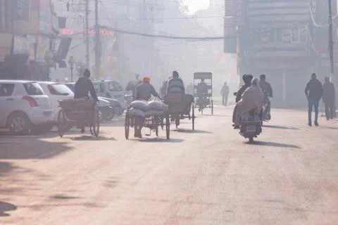 A polluted street congested with traffic Stock Photos