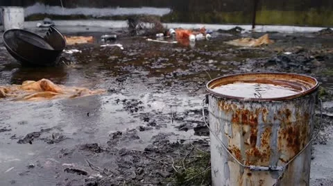 Polluted Wasteland in the Rain Stock Footage 11145990