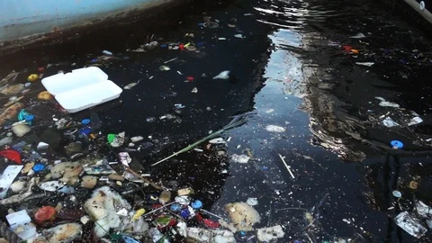Polluted Water Garbage 1 Stock Footage 97898693