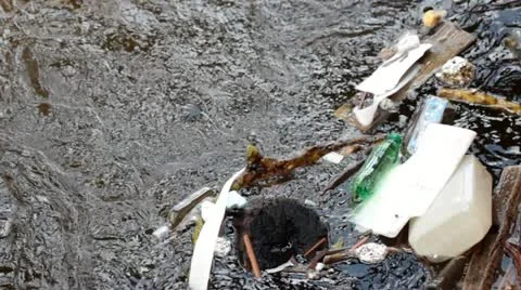 Polluted water in a stream. Stock Footage 11151099