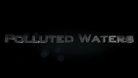 Polluted Waters title metal text on black alpha channel background Vídeos de archivo 296210003